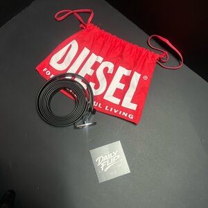 Diesel Black Belt thin belt with dust bag